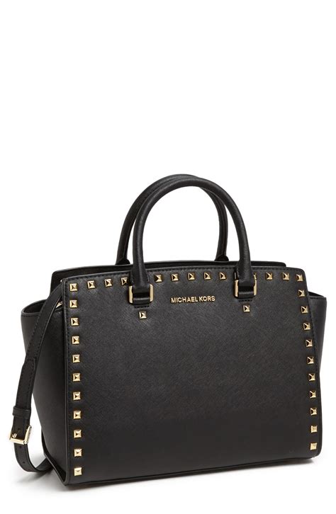 michael kors large satchel black saffiano leather|Michael Kors ruby medium satchel.